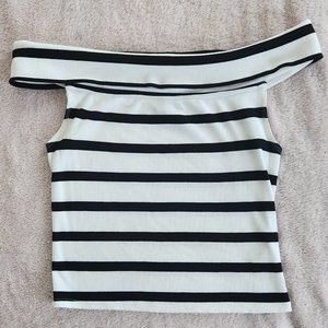 Off shoulder striped crop top